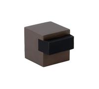 EVI Herrajes | Floor Door Stop - Square Design | 20x20 mm | Rustic Brass - Black Rubber | Adhesive Mounting| I-197/20