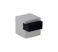 EVI Herrajes | Floor Door Stop - Square Design | 20x20 mm | Steel - Black Rubber | Adhesive Mounting| I-197/20