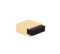 EVI Herrajes | Floor Door Stop - Square Design | 25 x14 mm | Matte Brass - Black Rubber | Adhesive Mounting| I-197/14