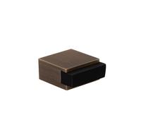 EVI Herrajes | Floor Door Stop - Square Design | 25x14 mm | Brass Leather - Black Rubber | Adhesive Mounting| I-197/14