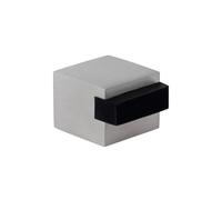 EVI Herrajes | Floor Door Stop - Square Design | 25x20 mm | Matte Brass - Black Rubber | Adhesive Mounting| I-197/25