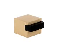 EVI Herrajes | Floor Door Stop - Square Design | 25x20 mm | Matte Brass - Black Rubber | Adhesive Mounting| I-197/25