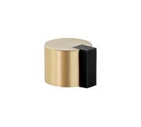 EVI Herrajes | Gold Door Stop | Adhesive Installation | Ø24x20mm | Brass Body | Black Rubber Protection | Functional and Decorative | I-19324LMT