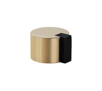 EVI Herrajes | Gold Door Stop | Adhesive Installation | Ø28x20mm | Brass Body | Black Rubber Protection | Functional and Decorative | I-19328LMT