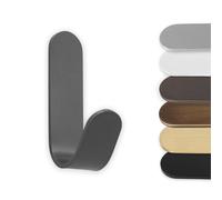 EVI Herrajes | Hook Towel Holder | Anthracite Grey Wall Hook | Stainless Steel | Adhesive Mount | for Hanging Clothes, Towels, or Accessories | Mod. 173ADGR