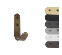 EVI Herrajes | Hook Towel Holder | Brass Wall Hook | Aged Leather Finish | Screw-Mount | for Hanging Clothes, Towels, or Accessories | Mod. 183CTLCU