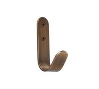 EVI Herrajes | Hook Towel Holder | Brass Wall Hook | Aged Leather Finish | Screw-Mount | for Hanging Clothes, Towels, or Accessories | Mod. 173CTLCU