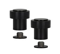 EVI Herrajes | Pack of 2 Black Door Stops | Ø24x35mm | Floor Mounted | Black Lacquered Stainless Steel | Silicone Protection | Includes Screw + Fastening Plug | Model I-18124X35-NG
