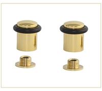 EVI Herrajes | Pack of 2 Brass Door Stops | Ø20x29mm | Shiny Brass | Threaded Base | Black Silicone Rubber | Includes Tools | Mod. I-138CBBR