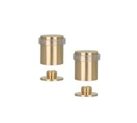 EVI Herrajes | Pack of 2 Brass Door Stops | Ø24x30mm | Floor Mounted | Matte Finished Brass | Transparent Silicone Protection | Includes Screw + Fastening Plug | Model I-18024X30-TCB