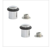 EVI Herrajes | Pack of 2 Chrome Brass Door Stops | Ø20x29mm | Floor Mounted | Transparent Silicone Protection | Includes Screw + Fastening Plug | Model I-108-CRB