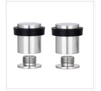 EVI Herrajes Pack of 2 Door Stops | 25 x 27 mm | Threaded Base | Black Rubber | Stainless Steel | Matte Finish | Includes Screw + Fixing Plug | Model 040811CBAM
