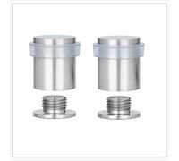 EVI Herrajes Pack of 2 Door Stops | 25 x 27 mm | Threaded Base | Transparent Rubber | Stainless Steel | Includes Screw + Fixing Plug | Model 040811TCBAM