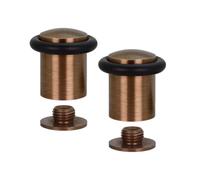 EVI Herrajes | Pack of 2 Door Stops | Ø24x35mm | Brass Aged Brushed Finish | Threaded Base | Black Silicone Protector | Includes Tools | Mod. I-13824X35CU
