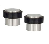 EVI Herrajes | Pack of 2 Screwed Door Stops | Ø20x20mm | Floor Mounted | Stainless Steel | Natural Silicone Protection | Includes Screw + Fastening Plug | Model I-157
