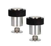EVI Herrajes | Pack of 2 Stainless Steel Door Stops | Ø24x35mm | Floor Mounted | Silicone Protection | Includes Screw + Fastening Plug | Model I-18124X35-CB