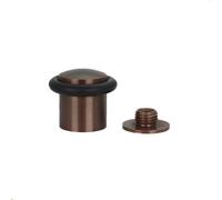 EVI Herrajes | Rustic Brass Door Stop | Ø24 x 30mm | Floor Mounted | Screw Installation | Made of Brass | Black Silicone Protection Rubber | I-10824X30-RU