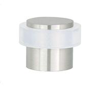 EVI Herrajes | Screw in Door Stop | Ø20x20mm | Stainless Steel Matte Finish | White Silicone Protection | Floor Mounted | Includes Screw + Fastening Plug | Model I-157