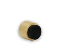 EVI Herrajes Wall Mounted Door Stop, Stainless Steel, Matte Brass-Black Rubber, 28x28mm