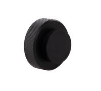 EVI Herrajes | Wall-Mounted Doorstop - Diamond Knurled | Ø1.38"x0.71" | | Black Lacquer Stainless Steel | Intallation: Adhesive or Screw | Mod.254MOC