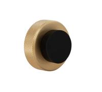 EVI Herrajes | Wall-Mounted Doorstop - Diamond Knurled | Ø1.38"x0.71" | | Matte Brass, Black Rubber | Intallation: Adhesive or Screw | Mod.254MOC