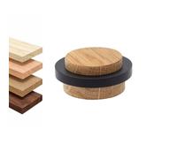 EVI Herrajes | Wooden Door Stop | Oak Wood with Black Rubber | 1.46" x 0.87" | Adhesive Installation | for Smooth Floors | Mod.30235X19