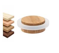 EVI Herrajes | Wooden Door Stop | Oak Wood with White Rubber | 1.85" x 0.87" | Adhesive Installation | for Smooth Floors | Mod.30245X19