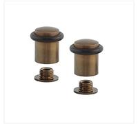 EVI | Pack of 2 Door Stops | 20x29.5mm | Threaded Base | Black Natural Silicone Rubber | Rustic Finish Brass | Includes Tools | Model I-108
