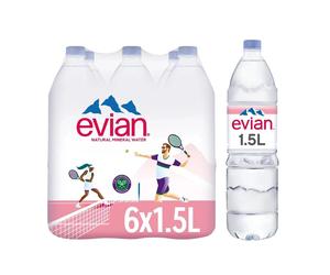 Evian Natural Bottled Mineral Still Water 6 x 1.5L Bottles-FAST DELIVERY
