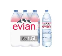 Evian Natural Mineral Water, 1.5L (Pack of 6)