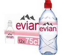 Evian Natural Mineral Water 750ml Sports Cap (Pack of 12 x 75cl)