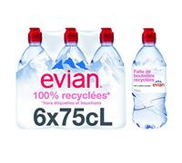 Evian Natural Mineral Water Bottles Pack of 6 x 75 cl