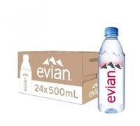 Evian Natural Spring Mineral Rich Water Bottle, 24 X 500 ml