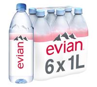 Evian Natural Spring Water, 1.0 Litre, 1000ml, 6-Count