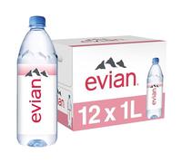 Evian Natural Spring Water (One Case of 12 Individual Bottles, each bottle is 1 liter) Naturally Filtered Spring Water in Large Bottles