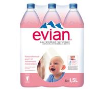 Evian Still Mineral Water, 1.5 l (Pack of 6)