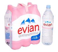 Evian Still Mineral Water Natural Drinking Water Screw Cap Bottle 1.5L x 6