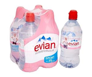 Evian Still Mineral Water Sports Cap 4 x 750ml