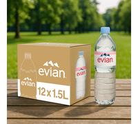 Evian Still Natural Mineral Water - 1.5L 12 (Pack of 12 Bottles | Premium Mineral Water)