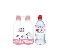 Evian Still Natural Mineral Water, 4 x 750 ml