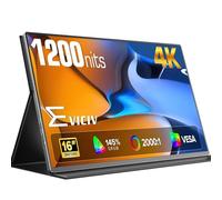 EVICIV 4K Portable Monitor, 16" IPS External Screen for Travel, UHD Portable Screen w/Smart Cover & Speakers, USB-C Mini HDMI External Screen, Compatible with PS3/4/5/Xbox/Switch/Laptop/PC/Phone