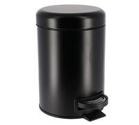 Evideco Soft Close Small Round Metal Bathroom Floor Step Trash Can Waste Bin 3-liters/0.8-gal (Black)