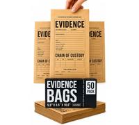 Evidence Bags 50 Pack - Brown Paper Murder Mystery Party Decor & Favors | Writable kraft paper, flat bottom, 10.6 x 5.9 x 3.5 in; police party favors, detective party supplies & crime scene props