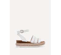 Evie White Faux Leather Cut Out Woven Espadrille Inspired Platform Wedge Linzi White 3-Standard Fit