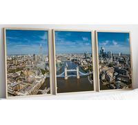 Eviepops Prints City of London Set of 3 Unframed Prints, Panoramic London Cityscape Wall Art, Tower Bridge, The Thames, The Shard, Modern Home Decor for Lounge, Bedroom, Hallway and Office (A3)