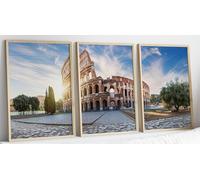 Eviepops Prints Colosseum Set of 3 Unframed Prints, Italian Landmark Wall Art, Panoramic Roman Ampitheatre Landscape, Modern Home Decor for Lounge, Bedroom, Hallway and Office (A3)