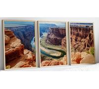 Eviepops Prints Grand Canyon Set of 3 Unframed Prints, Panoramic View of Colorado River Flowing Through Grand Canyon in Arizona, Iconic Landmark Wall Art, Modern Home Decor (A4)