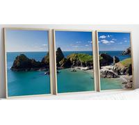 Eviepops Prints Kynance Cove Cornwall Set of 3 Unframed Prints, Lizard Peninsula Cornwall Wall Art, Panoramic Coastal Landscape, Modern Home Decor for Lounge, Bedroom, Bathroom and Office (A3)