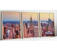 Eviepops Prints New York City Set of 3 Unframed Prints, Panoramic Cityscape Wall Art, Empire State Building and Hudson River, Modern Home Decor for Lounge, Bedroom, Hallway and Office (A4)