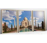 Eviepops Prints Taj Mahal Set of 3 Unframed Prints, Iconic Agra Indian Landmark Wall Art, Panoramic UNESCO World Heritage Landscape, Modern Home Decor for Lounge, Bedroom, Hallway and Office (A3)